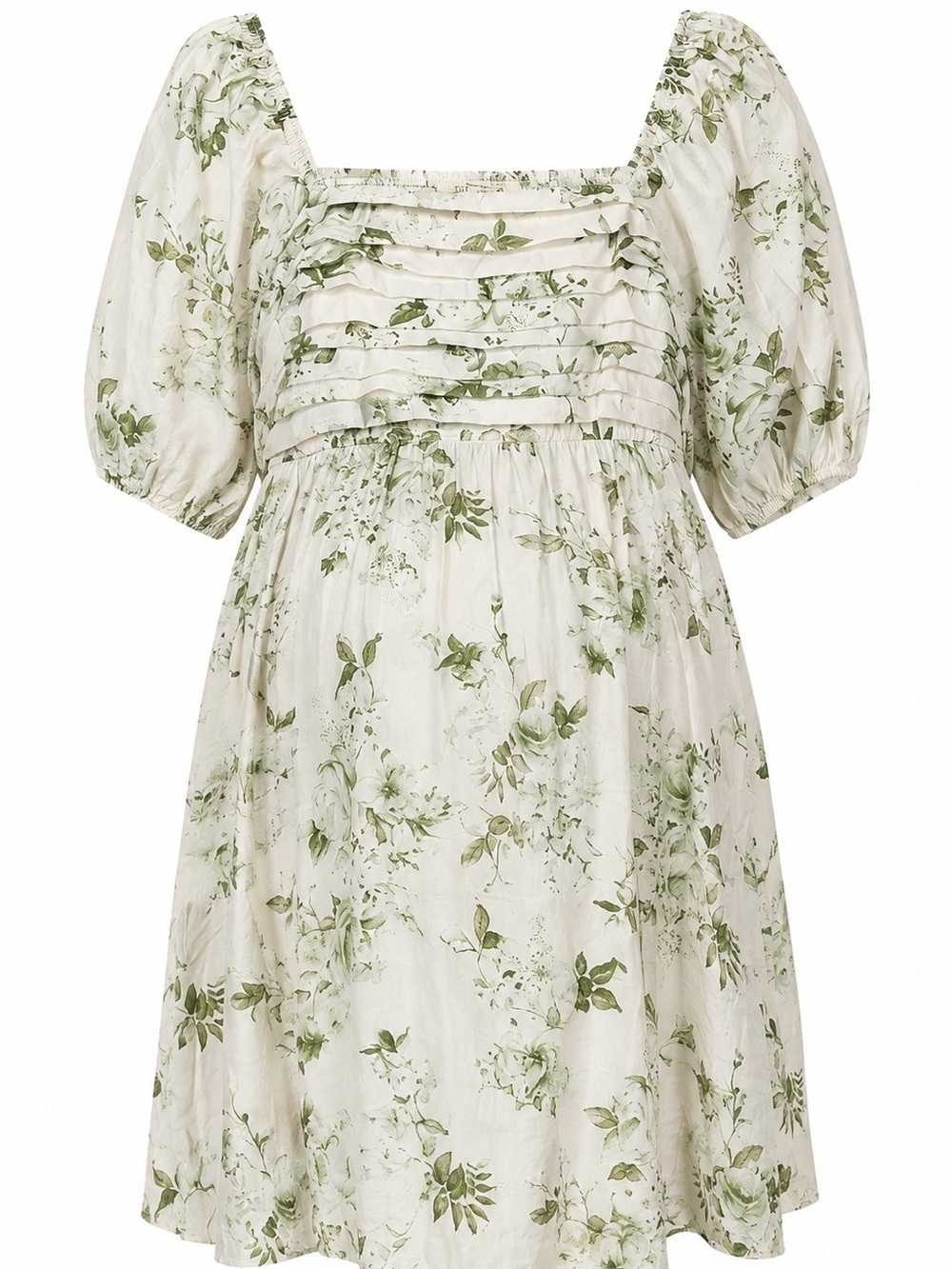 Sweet Wanderer Cream Mini Dress with Sage Green Floral Maternity